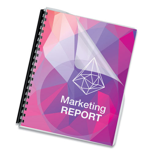 Crystals Presentation Covers For Binding Systems, 19-hole Punched, Plastic, Round Corners, 11.25 X 8.75, Gloss Clear, 100/pk