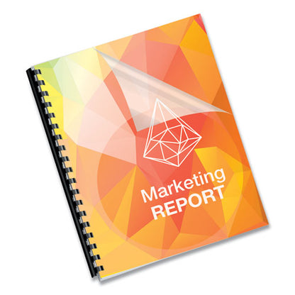 Crystals Presentation Covers For Binding Systems, 19-hole Punched, Plastic, Square Corners, 11 X 8.5, Gloss Clear, 100/pack