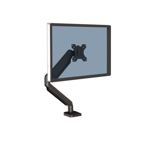 Platinum Series Single Monitor Arm, For 40" Monitors, 360 Deg Rotation, 45 Deg Tilt, 180 Deg Pan, Black, Supports 17.6 Lb