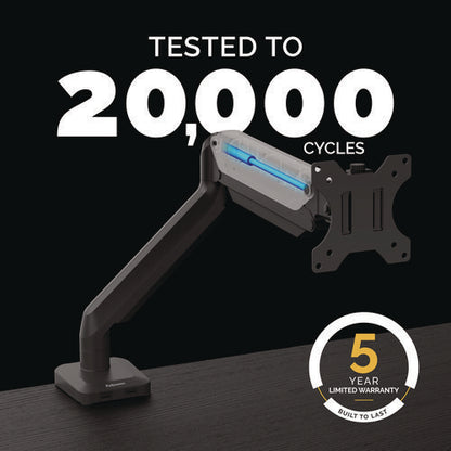 Platinum Series Single Monitor Arm, For 40" Monitors, 360 Deg Rotation, 45 Deg Tilt, 180 Deg Pan, Black, Supports 17.6 Lb