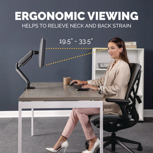 Platinum Series Single Monitor Arm, For 40" Monitors, 360 Deg Rotation, 45 Deg Tilt, 180 Deg Pan, Black, Supports 17.6 Lb