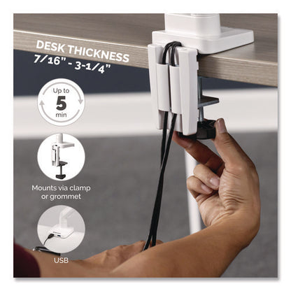 Platinum Series Dual Monitor Arm, For 40" Monitors, 360 Deg Rotation, 45 Deg Tilt, 180 Deg Pan, White, Supports 17.6 Lb