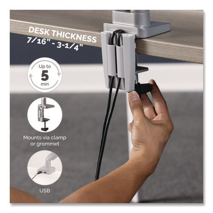 Platinum Series Single Monitor Arm, For 40" Monitors, 360 Deg Rotation, 45 Deg Tilt, 180 Deg Pan, Silver, Supports 20 Lb