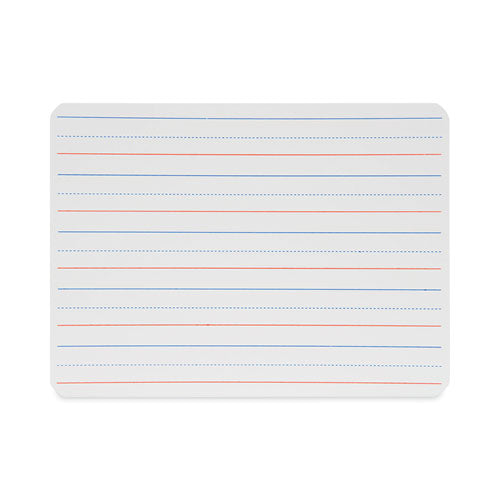Magnetic Two-sided Red/blue Ruled Dry Erase Board, 12" X 9", White Surface, 12/pack