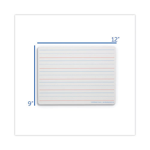 Two-sided Red/blue Ruled Dry Erase Board, 12" X 9", White Surface, 24/pack