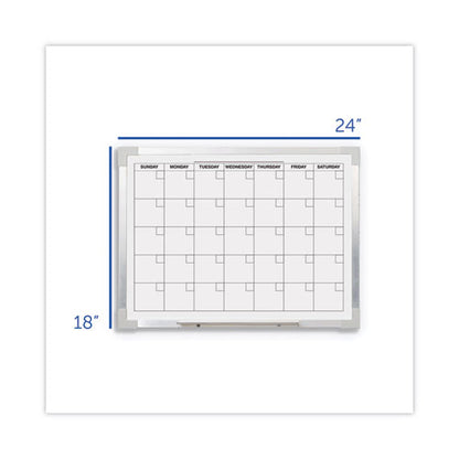 Framed Calendar Dry Erase Board, Monthly Planning/scheduling, 24" X 18", White Surface, Satin Aluminum Frame