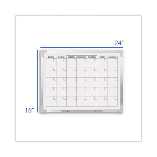 Framed Calendar Dry Erase Board, Monthly Planning/scheduling, 24" X 18", White Surface, Satin Aluminum Frame