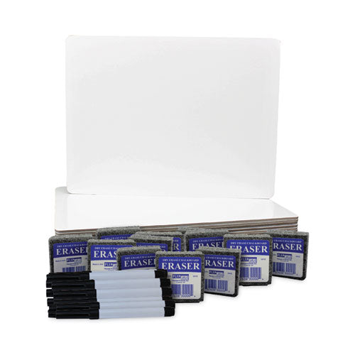Magnetic Dry Erase Board Set With Black Markers, 12" X 9", White Surface, 12/pack