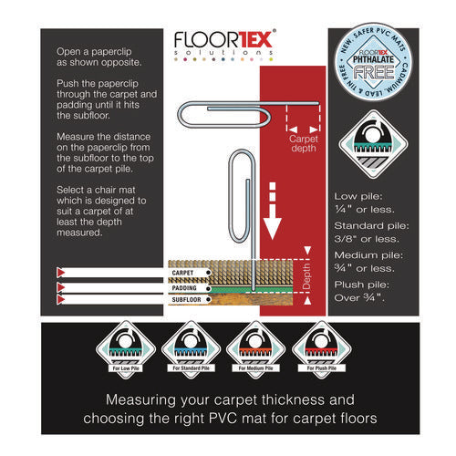 Cleartex Advantagemat Phthalate Free Pvc Chair Mat For Low Pile Carpets, 45" W X 53" L, Clear