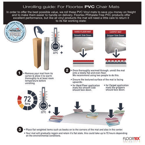 Cleartex Advantagemat Phthalate Free Pvc Chair Mat For Low Pile Carpets, 45" W X 53" L, Clear