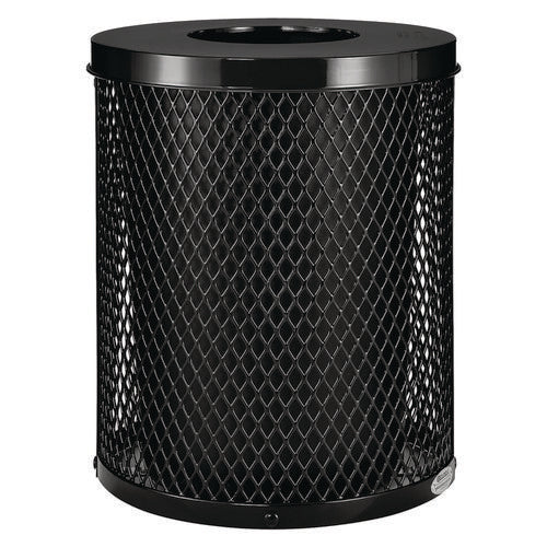 Outdoor Diamond Steel Trash Can, 36 Gal, Black