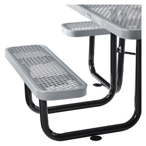 Expanded Steel Picnic Table, Square, 81 X 81 X 29.5, Gray Top, Gray Base/legs