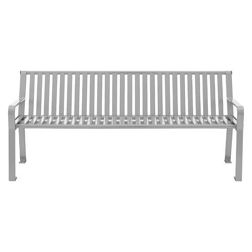 Steel Slat Benches With Back, 72" X 26" X 31", Gray Seat/back, Gray Base