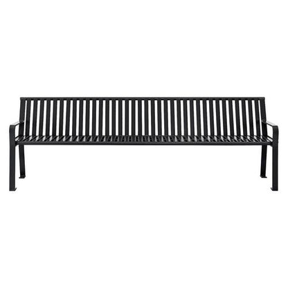 Steel Slat Benches With Back, 96" X 26" X 31", Black Seat/back, Black Base
