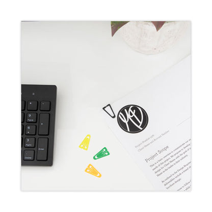 Plastic Paper Clips, Medium, Smooth, Assorted Colors, 500/box