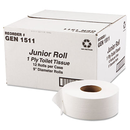 Jrt Jumbo-junior Bath Tissue, Septic Safe, 1-ply, 3.3" X 1,200 Ft, White, 12 Rolls/carton