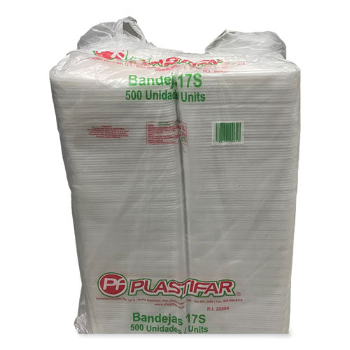 Meat Trays, #17s, 8.5 X 4.69 X 0.64, White, Foam, 500/carton