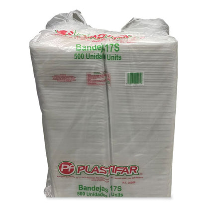 Meat Trays, #17s, 8.5 X 4.69 X 0.64, White, Foam, 500/carton