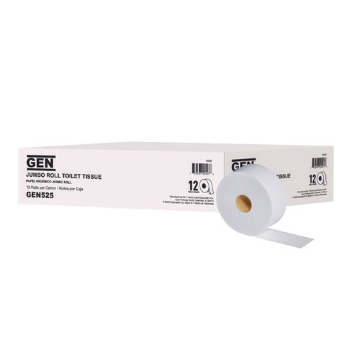 Jumbo Roll Bath Tissue, 2-ply, 3.2" X 525 Ft, White, 12 Rolls/carton