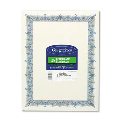 Award Certificates With Gold Seals, 8.5 X 11, Unique Blue With White Border, 25/pack