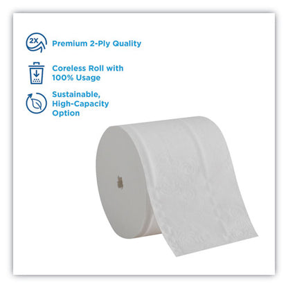 Compact Coreless Bath Tissue, Septic Safe, 2-ply, White, 750 Sheets/roll, 36 Rolls/carton
