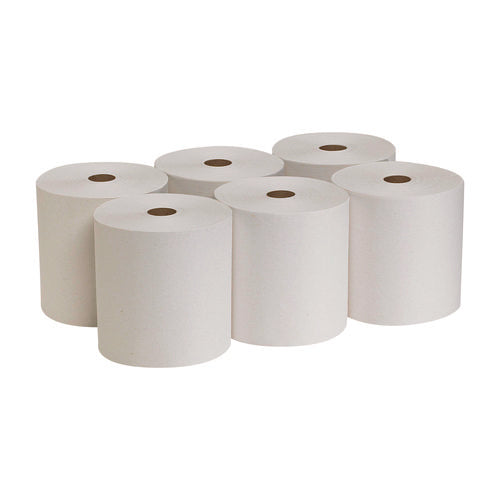 Pacific Blue Basic Recycled Paper Towel Roll, 1-ply, 7.88" X 800 Ft, White, 6 Rolls/carton