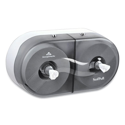 Sofpull Twin High-capacity Center-pull Bathroom Tissue Dispenser, 20.13 X 7 X 10.75, Smoke