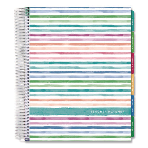 Deluxe Teacher's Academic Weekly/monthly Planner, 7 Classes, Rainbow Artwork, Multicolor Cover, 11 X 8.5 Sheets, 52-week Span