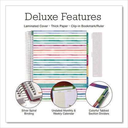 Deluxe Teacher's Academic Weekly/monthly Planner, 7 Classes, Rainbow Artwork, Multicolor Cover, 11 X 8.5 Sheets, 52-week Span