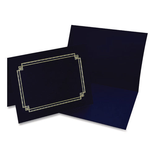Premium Textured Certificate Holder, 12.65 X 9.75, Navy, 3/pack
