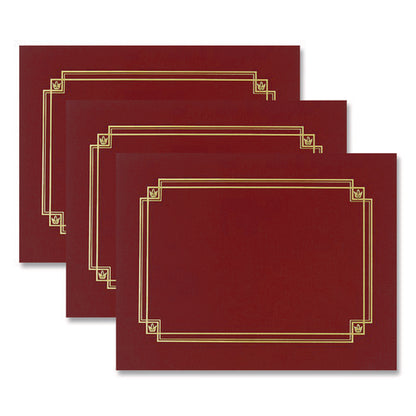 Premium Textured Certificate Holder, 12.65 X 9.75, Burgundy, 3/pack
