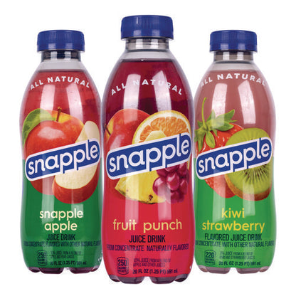Juice Drink Variety Pack, Snapple Apple, Fruit Punch, Kiwi Strawberry, 20 Oz Bottle, 24/carton