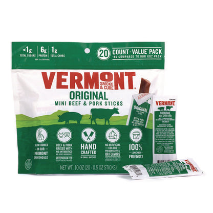 Original Flavor Mini Snack Sticks, Beef, 0.5 Oz Individually Wrapped, 20/carton