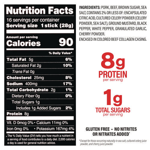 Original Smokehouse Beef And Pork Meat Stick, 1 Oz Individually Wrapped, 16/carton