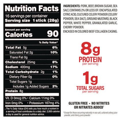 Original Smokehouse Beef And Pork Meat Stick, 1 Oz Individually Wrapped, 16/carton