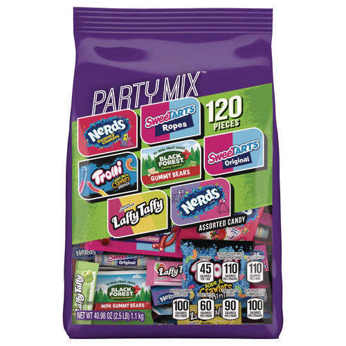 Party Mix Stand-up Bag, 120 Pieces, Assorted Flavors, 2.5 Lb Bag