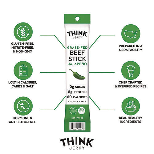 Jalapeno 100% Grass-fed Beef Sticks, 1 Oz Individually Wrapped Sticks, 20/carton