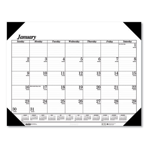 Recycled One-color Dated Monthly Desk Pad Calendar, 18.5 X 13, White Sheets, Black Binding/corners,12-month (jan-dec): 2026