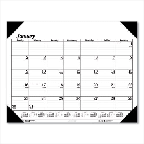 Recycled One-color Refillable Monthly Desk Pad Calendar, 22 X 17, White Sheets, Black Binding/corners,12-month(jan-dec): 2026
