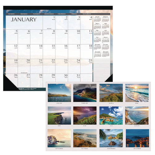 Recycled Earthscapes Desk Pad Calendar, Seascapes Photography, 22 X 17, Black Binding/corners,12-month (jan To Dec): 2026