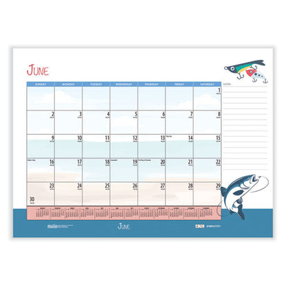 Recycled Desk Pad Calendar, Illustrated Seasons Artwork, 22 X 17, Black Binding/corners,12-month (jan To Dec): 2026
