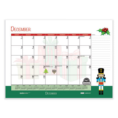 Recycled Desk Pad Calendar, Illustrated Seasons Artwork, 22 X 17, Black Binding/corners,12-month (jan To Dec): 2026