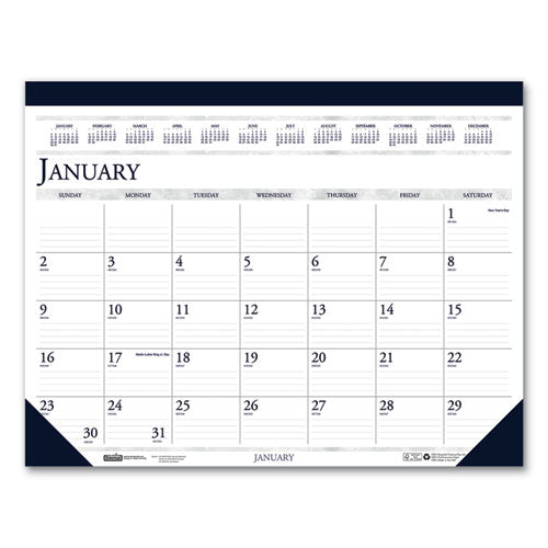 Recycled Two-color Monthly Desk Pad Calendar, 22 X 17, Perforated White/blue/gray Sheets, 12-month (jan-dec): 2026