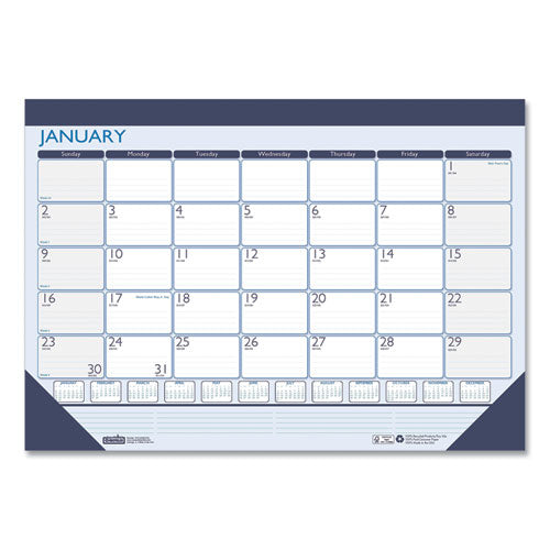 Recycled Contempo Desk Pad Calendar, 22 X 17, White/blue Sheets, Blue Binding, Blue Corners, 12-month (jan To Dec): 2026