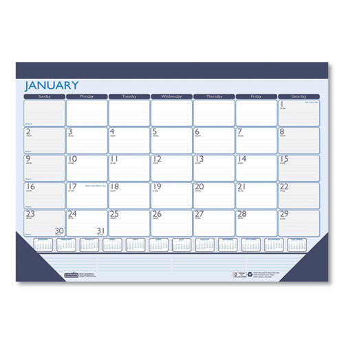 Recycled Contempo Desk Pad Calendar, 18.5 X 13, White/blue Sheets, Blue Binding, Blue Corners, 12-month (jan To Dec): 2026