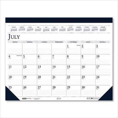 Recycled Academic Desk Pad Calendar, 18.5 X 13, White/blue Sheets, Blue Binding/corners, 14-month: July 2025 To Aug 2026