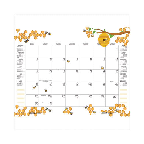Academic Year Recycled Honeycomb Desk Pad Calendar, 22 X 17, White/multicolor Sheets, 12-month (aug To July): 2025 To 2026