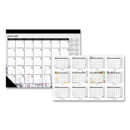 Recycled Desk Pad Calendar, Wild Flowers Artwork, 22 X 17, White Sheets, Black Binding/corners,12-month (jan-dec): 2026