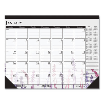 Recycled Desk Pad Calendar, Wild Flowers Artwork, 18.5 X 13, White Sheets, Black Binding/corners,12-month (jan-dec): 2026