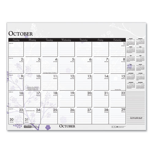 Recycled Desk Pad Calendar, Wild Flowers Artwork, 18.5 X 13, White Sheets, Black Binding/corners,12-month (jan-dec): 2026